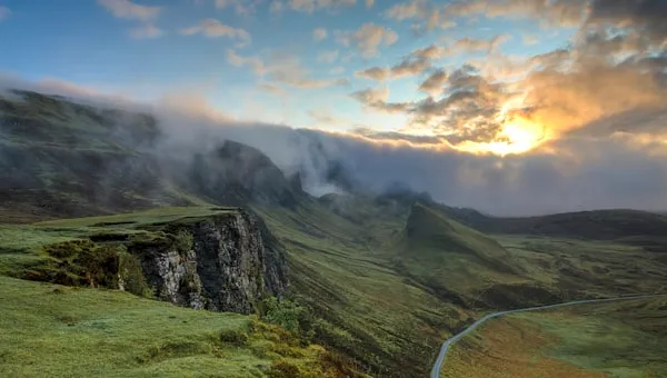 Natural landscape at dawn representing biological renewal and longevity